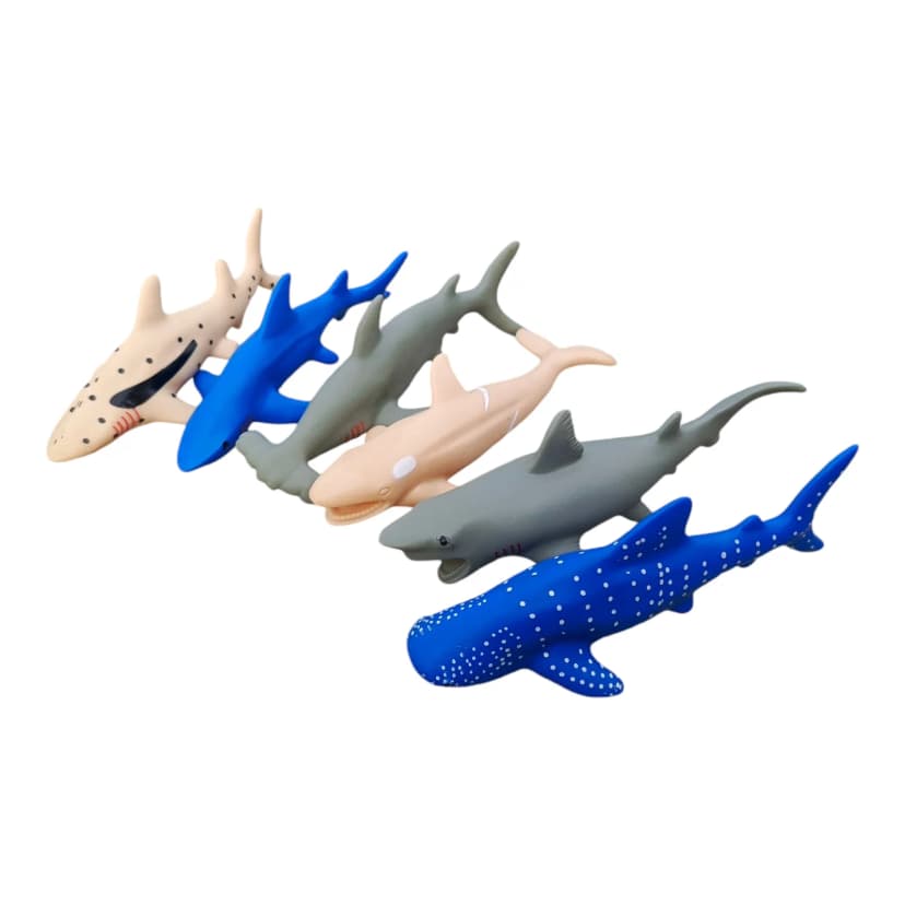 Image of Dolphin Sharks Fish Set for kids Soft Rubber Toys 6pcs