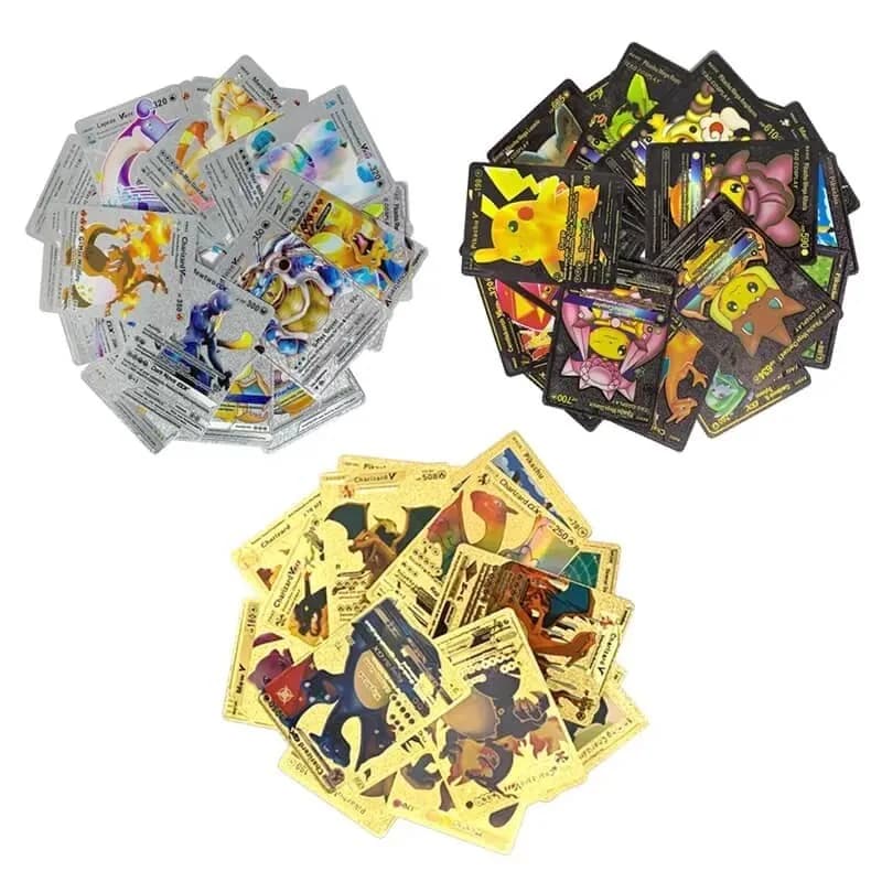 Image of Pokemon Card Toy Gold Black Silver Rainbow Cards English Action Figure Charizard Anime Party Birthday Gifts