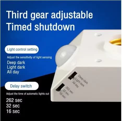 Image of Induction Infrared Motion Sensor E27 LED Lamp Base Holder With Light Control Switch Bulb Socket Adapter