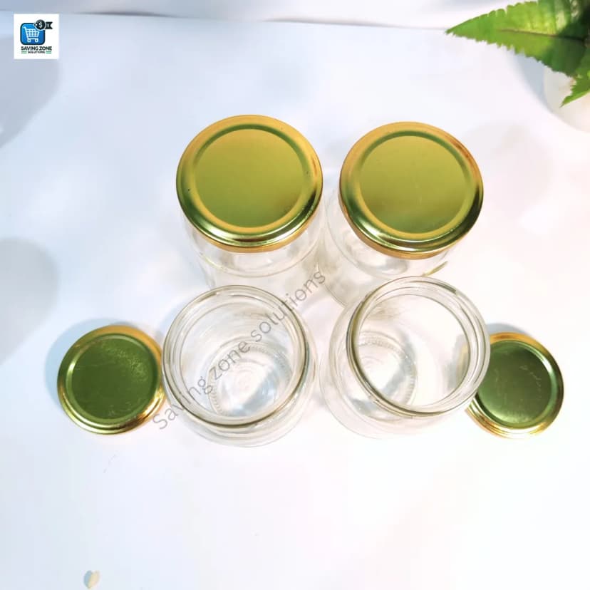 Image of 500 ml 4 Piece Fully Airtight Glass Jar Set for Kitchen and Dining Food Grade Glass Containers with Durable Steel Lids