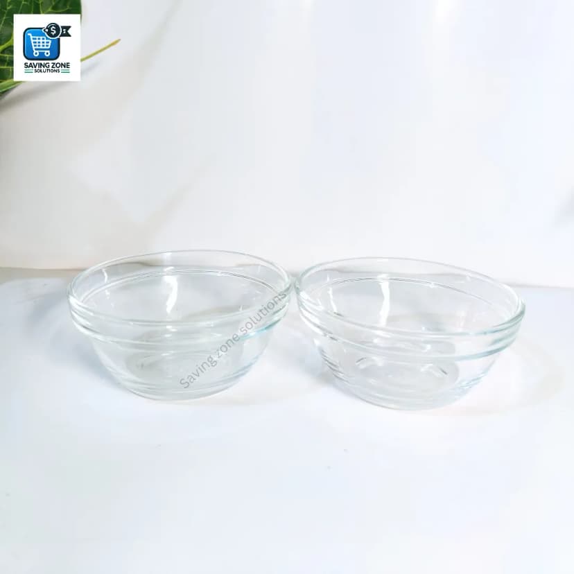 Image of 2Pcs Round Glass Bowl Set Elegant Transparent Bowls for Serving Salads Snacks Desserts