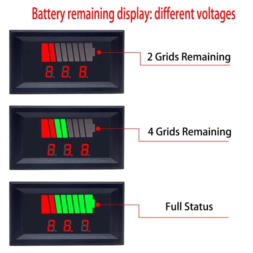 Image of Battery Charge Level Indicator 12V 24V 36V 48V 60V 72V Lithium Battery Capacity Meter Tester With LED Voltmeter for Cars Motorcycles Etc