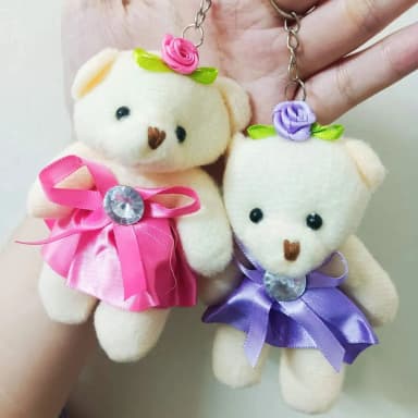 Cute Princess Teddy Bear Keychain Small Plush Key Ring Special Gift For Girls Belt Bag Chain