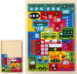 Wooden Puzzle Kids Toy Wood Jigsaw Puzzles Cartoon Vehicle Baby Learning Educational Tool Thumbnail 4