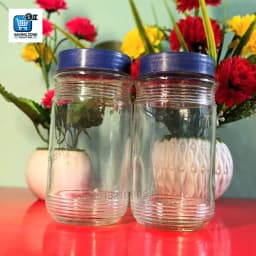4 Pcs 500 ml Glass Jar with Blue Lid Glass Jar for Kitchen Glass Jar Container Elegant Durable Glassware Food Storage Solution Thumbnail 2