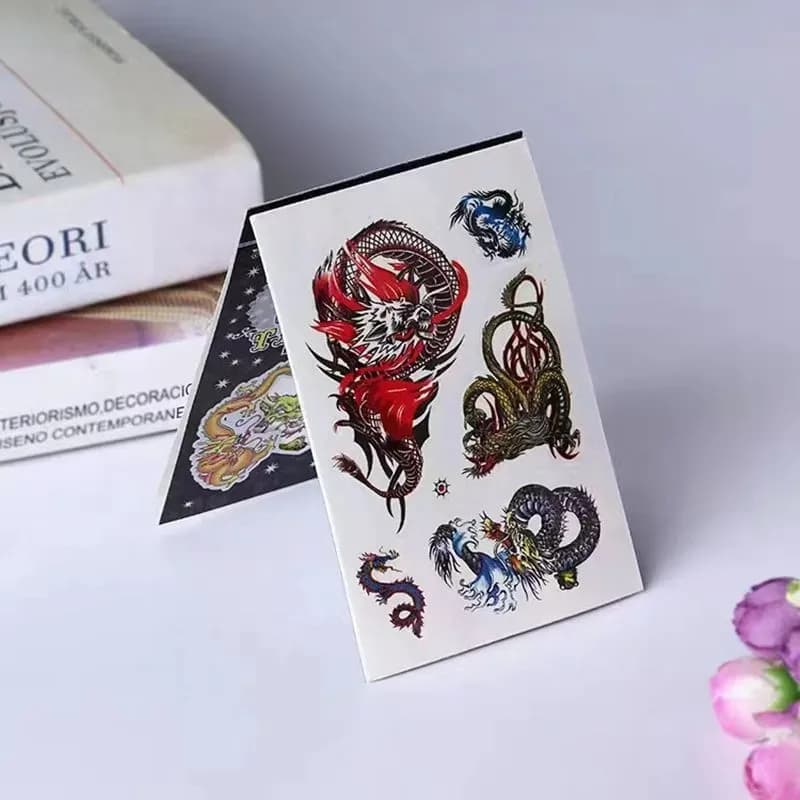 Image of Premium Quality Tattoo Sticker For Men Women Children - Waterproof 3D Temporary Tattoo Sticker Book Flower Animal Dragon Unique Designs - Cute DIY Gift
