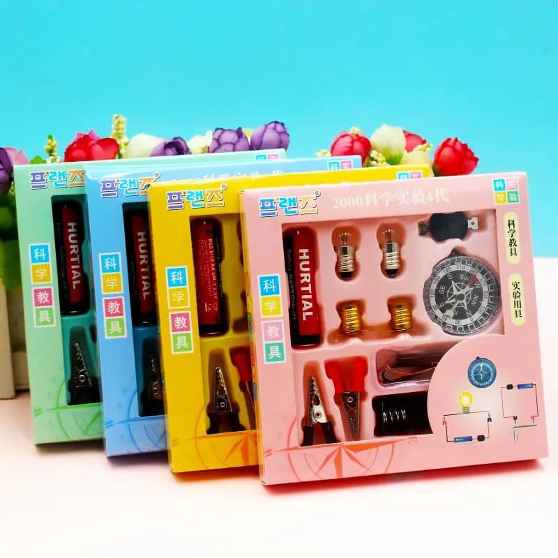 Image of Science Experiment Project Kit for School Kids with Compass, Electric Circuit, Lights