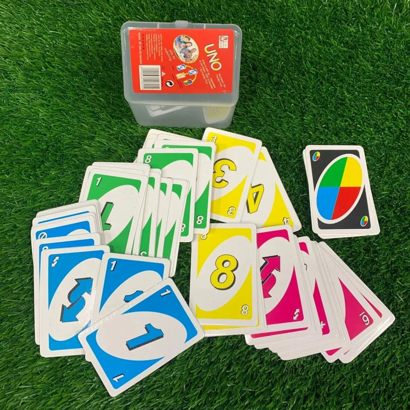 Image of Uno With Plastic Box Imported Classic Card Game 108 Pcs