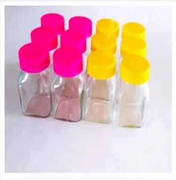 Glassware Food Jar Food Container Glass Jar 100 gm 12 Pieces Multicolur