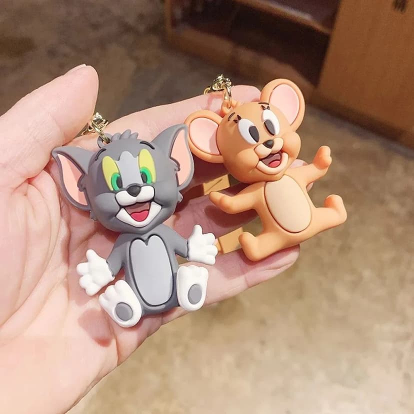 Image of TOM & JERRY Cute Keychain, trendy cartoon keychain accessory, bag pendant keyring for students
