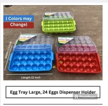 24/ Eggs Dispenser Holder Eggs Storage Container Box Large 2 Dozen Capacity Plas..
