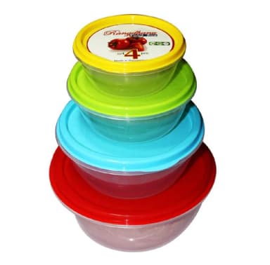 Transparent Plastic Rainbow Food Storage Box Container With Lid 4pcs Set