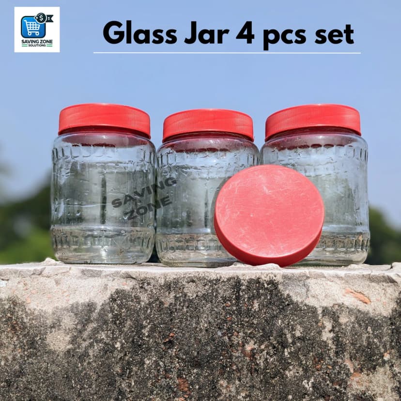Image of 4 Pcs Good Quality 700ml Glass Jar for Kitchen Dining Glass Jar Container Premium Glassware Food Storage Jar with New Cap