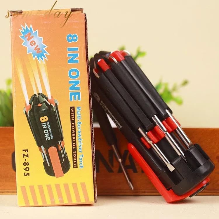 Image of Quirky Finds 8 In 1 Multi Function Screwdriver With Powerful Torch Light 8 In 1 Multi Screwdriver With 6 LED Torch Light