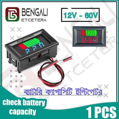Battery Charge Level Indicator 12V 24V 36V 48V 60V 72V Lithium Battery Capacity Meter Tester With LED Voltmeter for Cars Motorcycles Etc