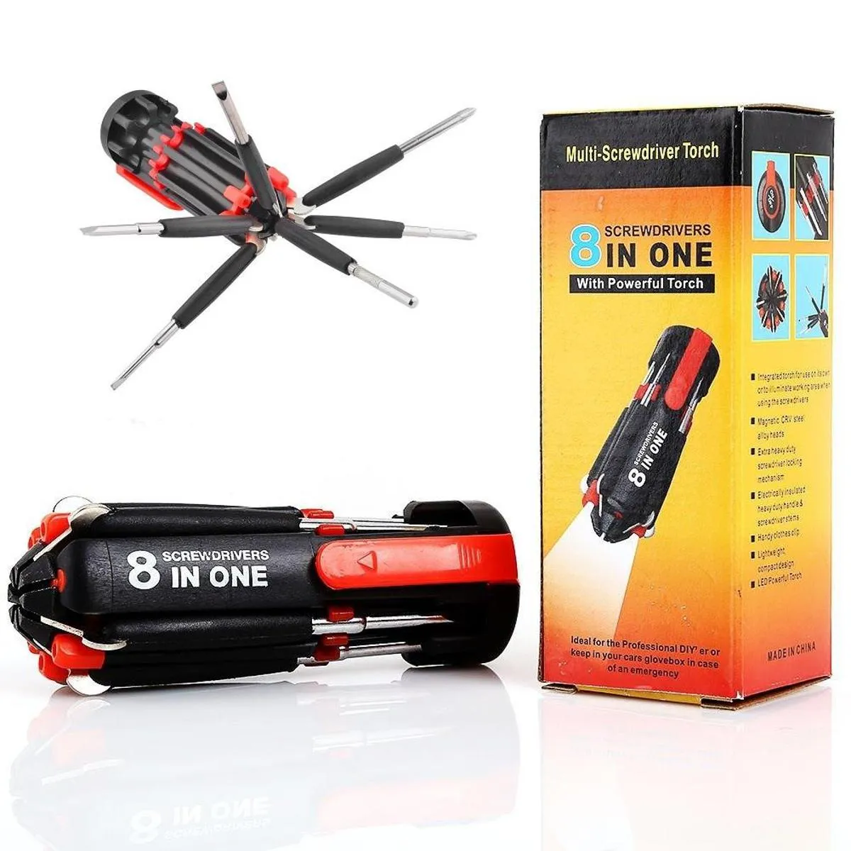 Quirky Finds 8 In 1 Multi Function Screwdriver With Powerful Torch Light 8 In 1 Multi Screwdriver With 6 LED Torch Light thumbnail 1