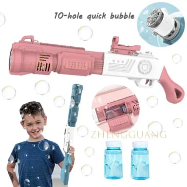 New 10 Holes Electric Bubble Gun Gatlin Bubble Gun Toy Machine Soap Bubbles Magic Bubble for Bathroom Outdoor Toys For Children