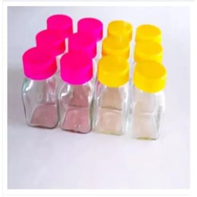 Glassware Food Jar Food Container Glass Jar 100 gm 12 Pieces Multicolur