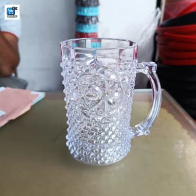 250ml Unbreakable Plastic Water Mug Stylish Crystal Design Drinking Cup for Daily Use