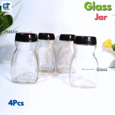 500 ml 4 Pcs Premium Glass Coffee Jar Glass Jar for Kitchen Dining Glass Jar Container for Food Storage High Quality Glassware Food Container