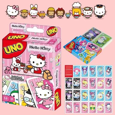 Mattel UNO Hello Kitty Card Game for Family & Friends Night Featuring Tv Show Themed Graphics and a Special Rule for 2-10 Players