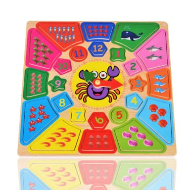 30CM Wooden Large Shape Matching Disassembling Alarm Clock Know Basic Life Skill Preschool Early Education Children Wooden Toys Basic & Life Skills Toys
