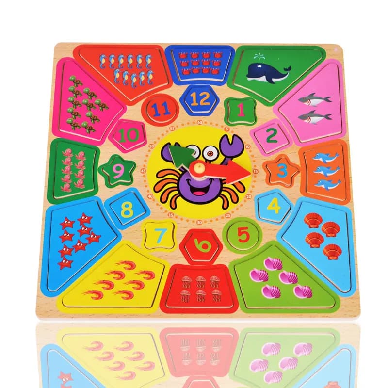 Image of 30CM Wooden Large Shape Matching Disassembling Alarm Clock Know Basic Life Skill Preschool Early Education Children Wooden Toys Basic & Life Skills Toys