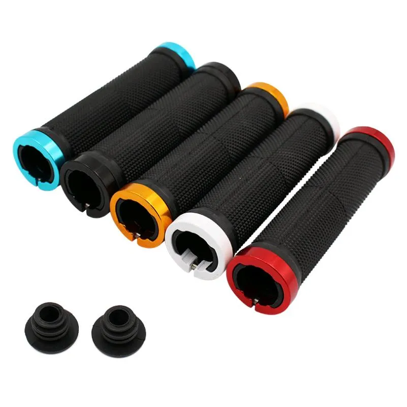 Bicycle Road Mountain Bike Handle Double Lock on Aluminium Alloy Bike Handlebar Hand Cover 1 Pair Handlebar Grips thumbnail 4
