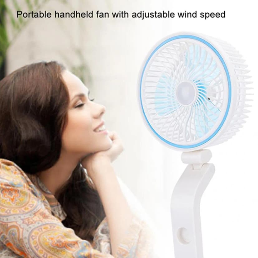 Image of Rechargeable Mini 360 Degree Folding Table Lamp Built In Battery Desktop Fan Desk Light USB Rechargeable Folding Fan with LED Light