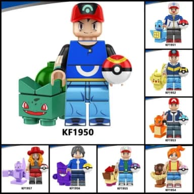 Lego Pokemon Trainer Figures Building Blocks DIY Assembly Cartoon Educational Toy