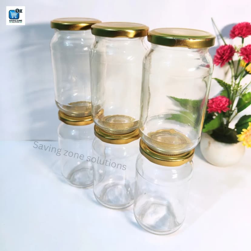 Image of 500 ml 4 Piece Fully Airtight Glass Jar Set for Kitchen and Dining Food Grade Glass Containers with Durable Steel Lids
