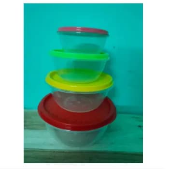 Image of Transparent Plastic Rainbow Food Storage Box Container With Lid - 4pcs Set