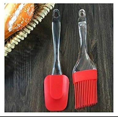 2 PCS Set Silicone Spoon and Oil Brush Durable Heat Resistant Kitchen Utensils