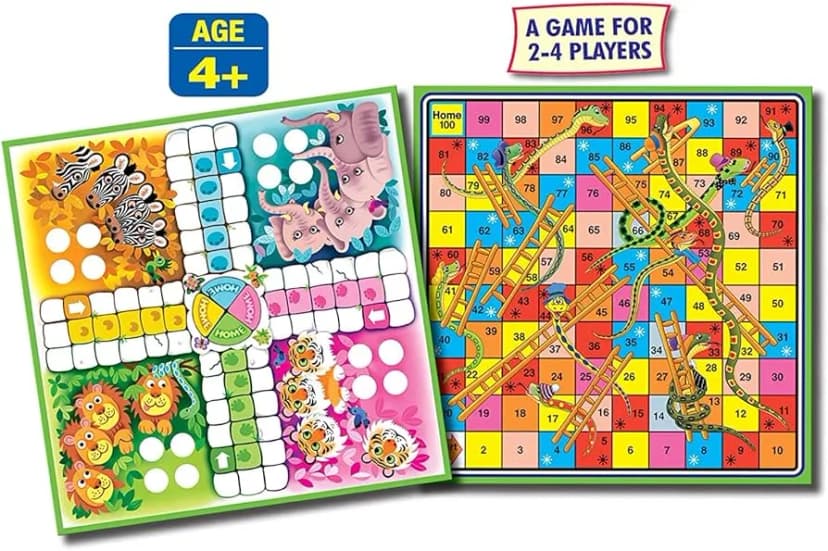 Image of Jungle Ludo And Snakes & Ladders 2 in 1 Game Box - Imported Play Kit For 2-4 People - Amazing Gift For Family And Children