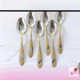 6 Piece Steel Spoon Set Stylish 6 Inch Spoons to Elevate Your Kitchen Essentials Thumbnail 2