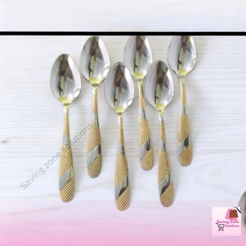 Image of 6 Piece Steel Spoon Set Stylish 6 Inch Spoons to Elevate Your Kitchen Essentials