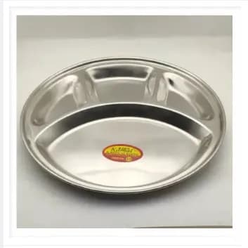 Image of Divided Plate/ Stainless Steel Plate/ Divided Plate 4 Section -(Diameter-27cm