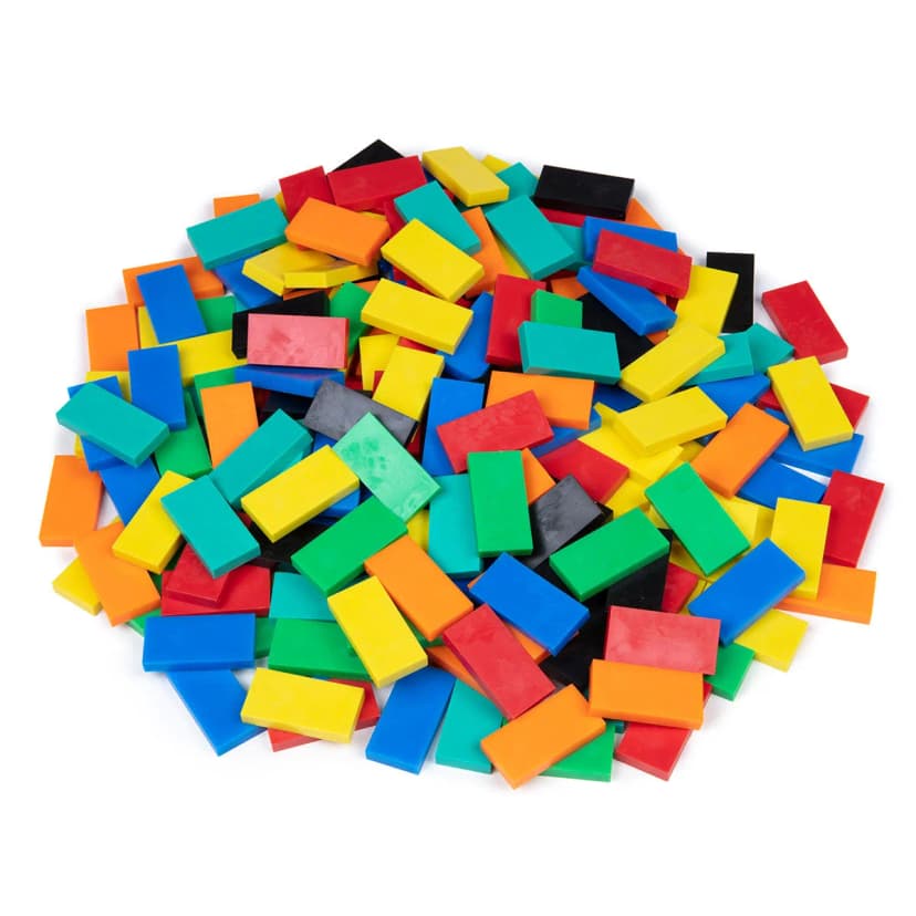 Image of 100Pc Plastic Domino Brick Set - Kids Colorful Plastic Dominoes Blocks Game Toys Set