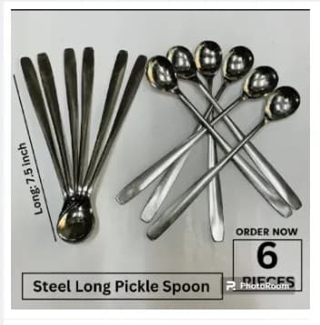Steel Long Pickle Spoon 6 PIECES