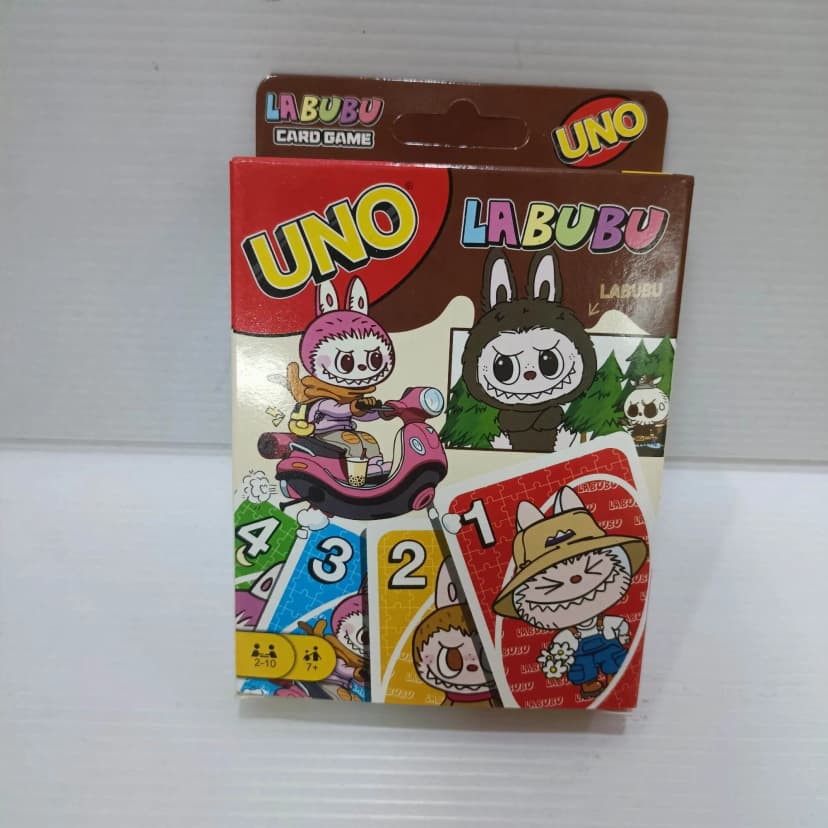 Image of Labubu Uno Kids Card Family card 112 cards Friend gathering playing card games Collectibles Cards tabletop games Labubu is a plush toy and art toy character created by Hong Kong-born artist Kasing Lung.