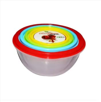 Image of Transparent Plastic Rainbow Food Storage Box Container With Lid - 4pcs Set