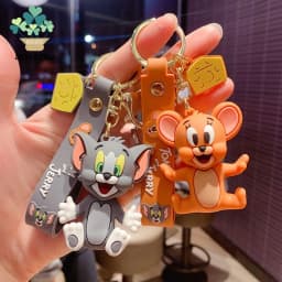 TOM & JERRY Cute Keychain, trendy cartoon keychain accessory, bag pendant keyring for students Thumbnail 1