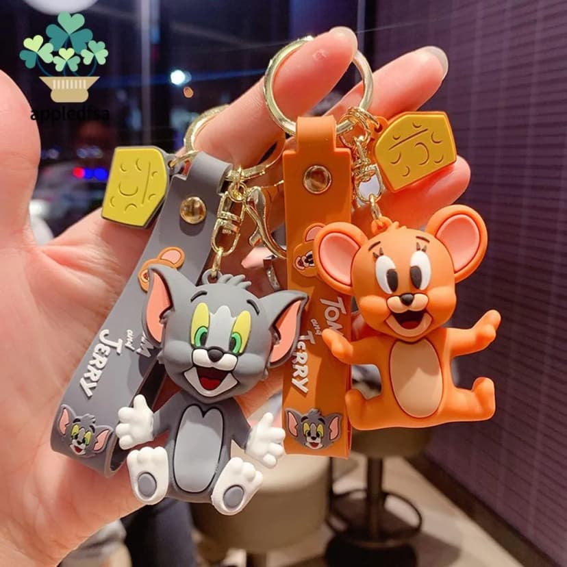 Image of TOM & JERRY Cute Keychain, trendy cartoon keychain accessory, bag pendant keyring for students