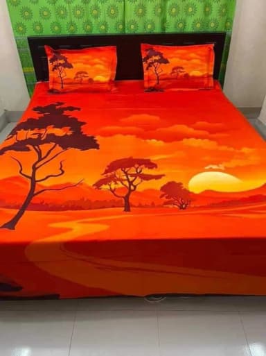 New collection luxury cotton double size twill panel bed sheet size 7 5 8 5 King size with two pillow cover