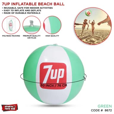 Inflatable Basketball Design 7up Beach Ball Indoor Outdoor Play Balls Toy For Kids Beachball Pool Fun Swimming Essentials