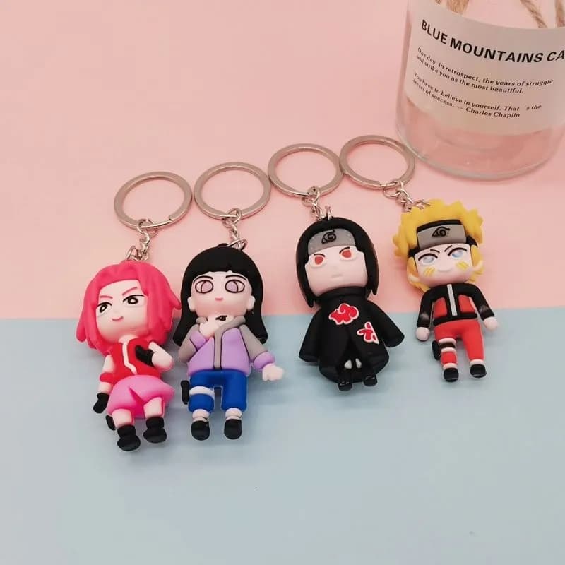 Image of Anime Naruto Keychain Fashion Jewelry Cartoon Figure 5CM PVC Keyring Uzumaki Kakashi Action Figures for Men Women Bag Pendant