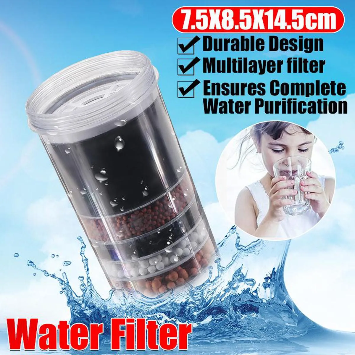 5 Stage Replacement Carbon Mineral Filter Cartridge for Countertop thumbnail 2