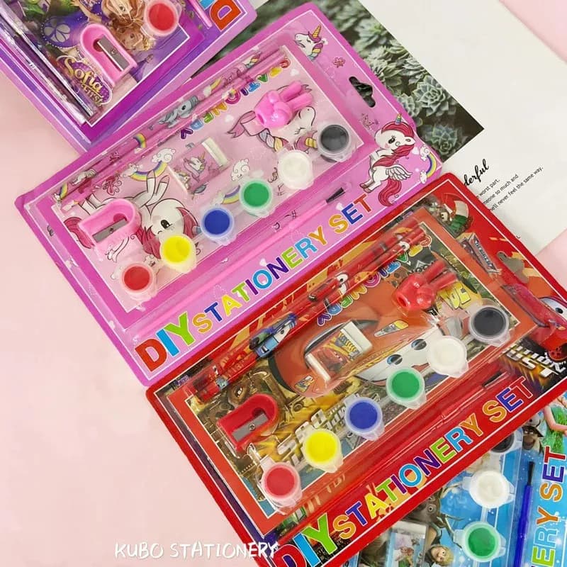 Image of 9002 stationery set 8 in 1 school supplies birthday party gift set multi-color watercolor drawing book set