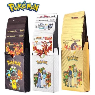 Pokemon Card Toy Gold Black Silver Rainbow Cards English Action Figure Charizard Anime Party Birthday Gifts