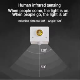 Induction Infrared Motion Sensor E27 LED Lamp Base Holder With Light Control Switch Bulb Socket Adapter Thumbnail 5